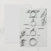 エレガントなグレーとブラックの結婚式返信カード 出欠カード (正面/裏面)