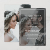 エレガントなグレーとホワイトの写真 ウェディング招待状 招待状 (正面/裏面)