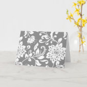 エレガントなグレーとホワイトの花柄ノートカード カード (黄色い花)