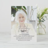 エレガントなグレーの写真 87歳の誕生日パーティー 招待状 (スタンド正面)