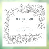 エレガントなグレーの白い花フレーム ネイル ヘア サロン ウィンドウサイン (シート3)