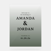 エレガントなグレーの結婚式看板 アクリルサイン (正面)