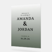 エレガントなグレーの結婚式看板 アクリルサイン (傾斜)