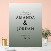 エレガントなグレーの結婚式看板 アクリルサイン (ウェディング)