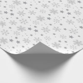エレガントなグレーの雪の結晶のパターン ラッピングペーパー (角)