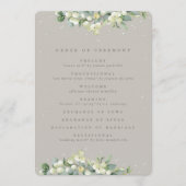 エレガントなグレージュのスノーベリー+ユーカリのウィンターウェディング プログラム (正面)