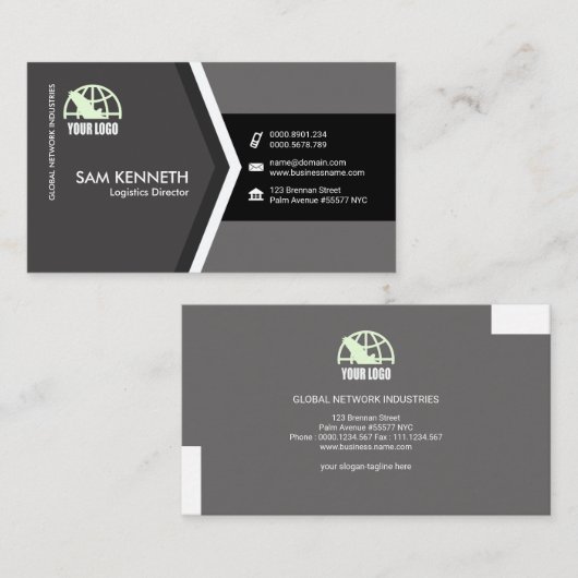 エレガントなグレースケールの矢じりの兵站学ディレクター 名刺 (正面/裏面)