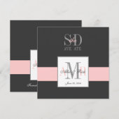 エレガントなグレーピンクのSave the Date アナウンスメント セーブザデート (正面/裏面)