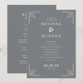 エレガントなグレー幾何学模様の結婚式 プログラム (正面/裏面)