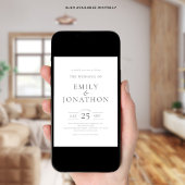 エレガントなグレー筆記体 3枚写真QRコード結婚式 招待状