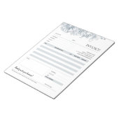 エレガントなグレー花柄ラインのビジネス請求書テンプレート ノートパッド (アングル)