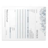 エレガントなグレー花柄ラインのビジネス請求書テンプレート ノートパッド (正面)