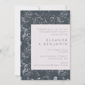 エレガントなグレー花柄植物学エンゲージメントパーティー 招待状 (正面)
