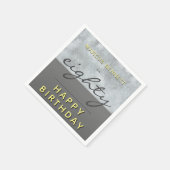エレガントなグレー エイティ スクリプト ハッピー 80歳の誕生日 スタンダードカクテルナプキン (角)