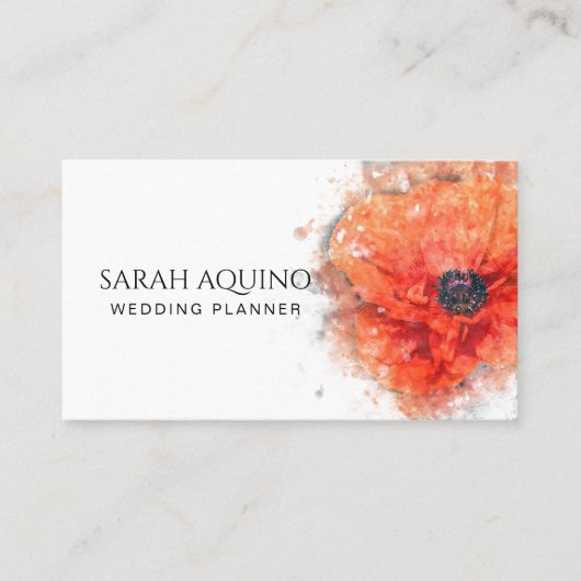 エレガントなケシの水彩画の花柄のイベントプランナー 名刺 (正面)