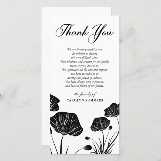 エレガントなケシ|の悔やみや弔慰は感謝していしています サンキューカード (正面/裏面)