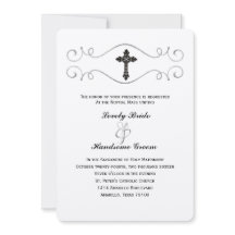 エレガントなケルト十字のカトリック教徒の結婚式招待状