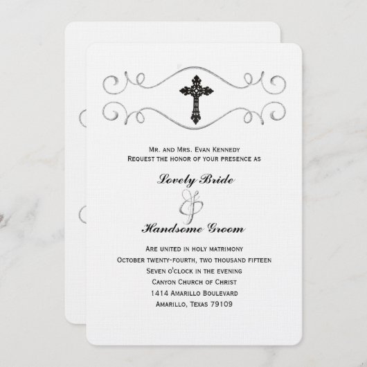 エレガントなケルト十字のクリスチャンの結婚式招待状 招待状 (正面/裏面)