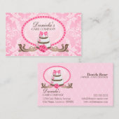 エレガントなケーキのベーカリーのダマスク織 名刺 (正面/裏面)
