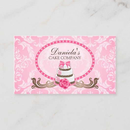 エレガントなケーキのベーカリーのダマスク織 名刺 (正面)