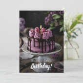 エレガントなケーキの誕生日パーティー 招待状 (スタンド正面)