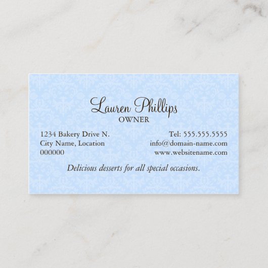 エレガントなケーキはベーカリーをぽんと鳴らします 名刺 (裏面)