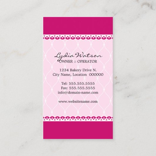 エレガントなケーキはBakeshopをぽんと鳴らします 名刺 (裏面)