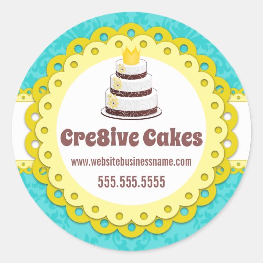 エレガントなケーキベーカリーダマスクイエローホタロップシール ラウンドシール (正面)