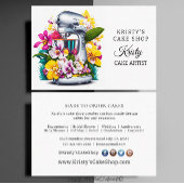 エレガントなケーキミキサー 黄色とピンクの蘭の花 バーガーケーキ屋 名刺