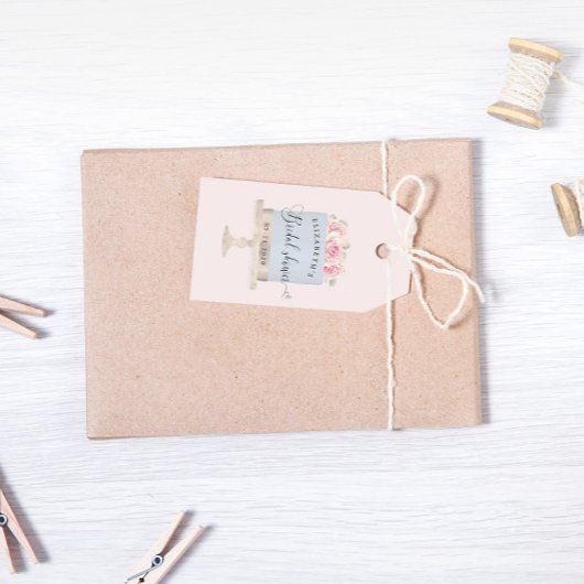 エレガントなケーキ パステルスクリプトフォント 結婚式前のお祝い ギフトタグ