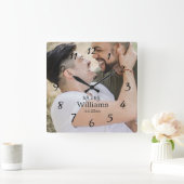 エレガントなゲイのウェディングフォト スクエア壁時計 (ホーム)