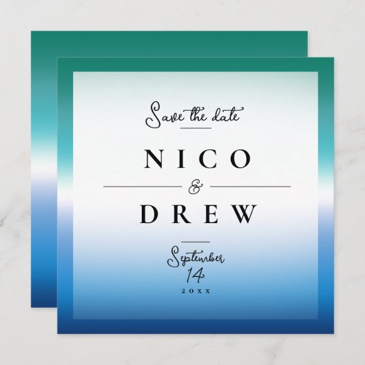 エレガントなゲイ男性のプライドウェディング セーブザデート (正面/裏面)