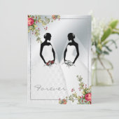 エレガントなゲイ シルバー ダマスク ウェディング 招待状 (スタンド正面)