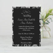 エレガントなゲイ ブラックとシルバーの結婚式招待状 招待状 (スタンド正面)