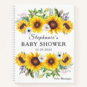 エレガントなゲストブック ベビーシャワー ひまわり 花 ノートブック (正面)