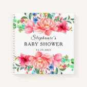 エレガントなゲストブック ベビーシャワー ピンクのバラの花 ノートブック (正面)