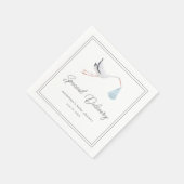 エレガントなコウテイペンギン ベビーシャワー スタンダードカクテルナプキン (角)