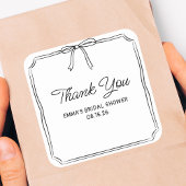 エレガントなコケッティ シックなボウ ブライダルシャワーの感謝を伝える スクエアシール