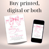 エレガントなコケッティ ピンクの弓 レトロ ブライダルシャワー 招待状