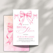 エレガントなコケッティ ピンクの弓 レトロ ブライダルシャワー 招待状