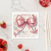 エレガントなコケッティ ピンクの弓 赤ちゃんの女の子のシャワー スタンダードカクテルナプキン (インサイチュ)