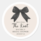 エレガントなコケッティ ブラックボウ ブライダルシャワー スティッカー ラウンドシール (正面)