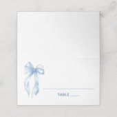 エレガントなコケティー ダスティーブルー リボン プレイスカード (外部開封)
