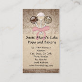 エレガントなココアダマスク織のケーキの破裂音の名刺 名刺 (正面)