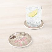 エレガントなココアダマスク織のケーキの破裂音 コースター (側面)