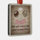 エレガントなココアダマスク織のケーキの破裂音 メタルオーナメント (右)