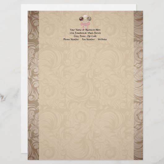 エレガントなココアダマスク織のケーキの破裂音 レターヘッド (正面/裏面)