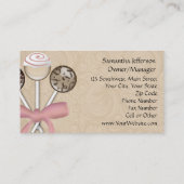 エレガントなココアダマスク織のケーキの破裂音 名刺 (裏面)