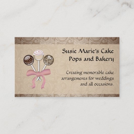 エレガントなココアダマスク織のケーキの破裂音 名刺 (正面)