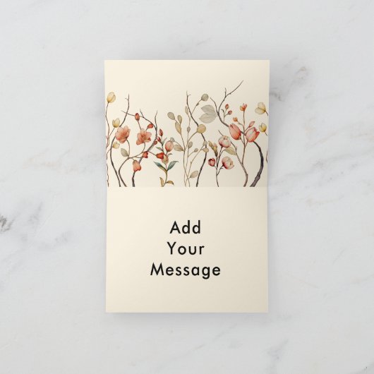 エレガントなコテージコア ワイルドフラワー 水彩画 カード (内部)